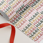 Retro Groovy Merry & Bright Colorful Mönster Presentpapper<br><div class="desc">Bygg ut retro-diagrammet med den här Groovy Merry & Bright Helgdag-designade pappra designen. Med typsnitt i rött,  grönt,  guld och rosa färger som lyder "Merry" "Bright" och skapar ett färglöst festligt mönster som säkert lägger till en kopp färg i dina gåvor den här julhelgen.</div>