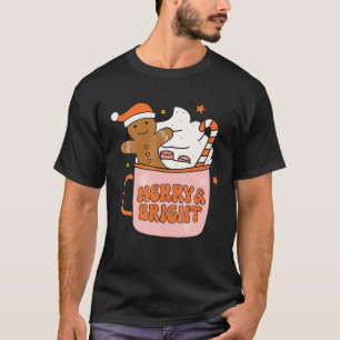 Retro Groovy Merry och Bright Gingerbröd Christma T Shirt