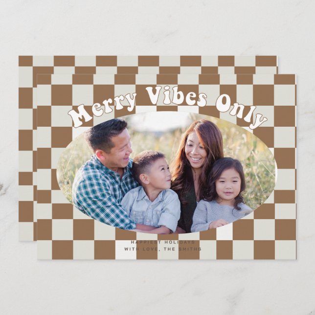 Retro Groovy Merry Vibes Endast med Buffalo Play Inbjudningar (Fram/baksida)