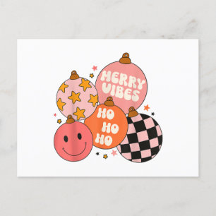 Retro Groovy Merry Vibes julklapp Santa Clau Helg Vykort