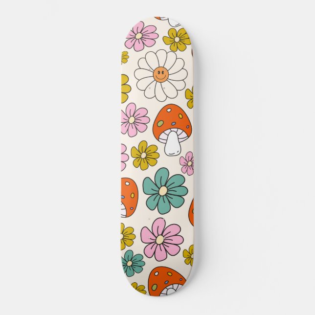 Retro Groovy Mönster 70s-60s-80s Mini Skateboard Bräda 18,5 Cm (Framsida)