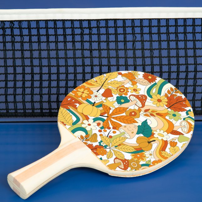 Retro Groovy Mushroom Flower Mönster Pingisracket (Insitu)