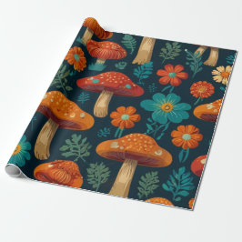 Retro Groovy Mushroom Flower Mönster Presentpapper