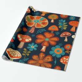 Retro Groovy Mushroom Flower Mönster Presentpapper