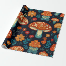 Retro Groovy Mushroom Flower Mönster Presentpapper
