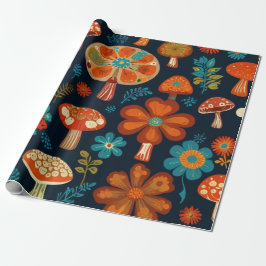 Retro Groovy Mushroom Flower Mönster Presentpapper