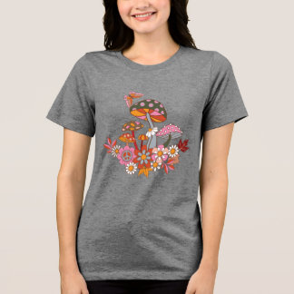 Retro Groovy Mushroom Garden med Fredstecken T Shirt