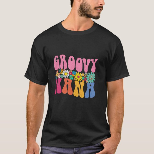 Retro Groovy Nana-Daisyns blomstergåvor till Mor T Shirt (Framsida)