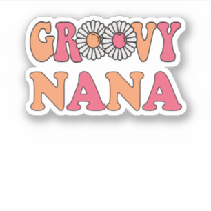 Retro Groovy Nana Matching Family Klistermärken