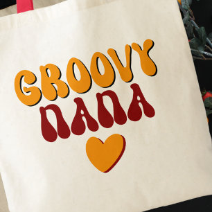 Retro Groovy Nana Typography Heart Tygkasse