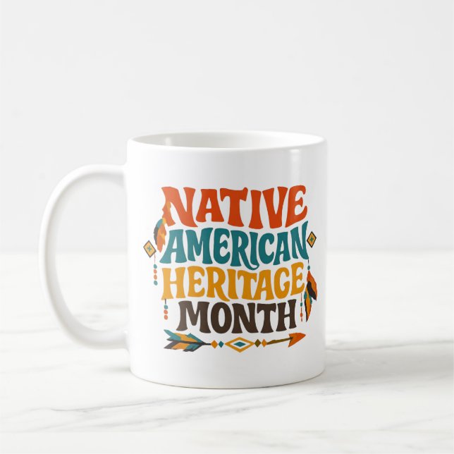 Retro Groovy Native American Heritage Month Kaffemugg (Vänster)