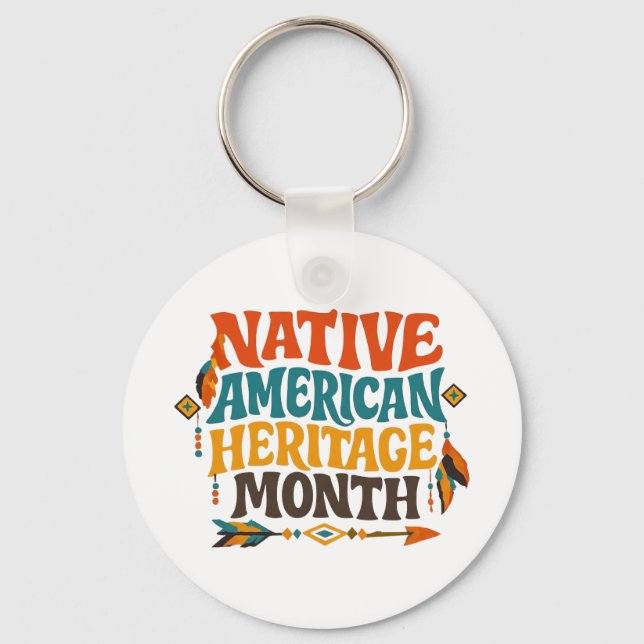 Retro Groovy Native American Heritage Month Nyckelring (Framsida)