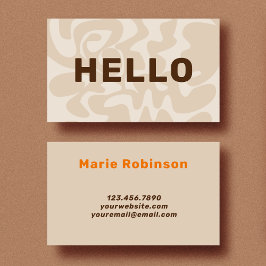 Retro Groovy Neutralt Beige Brown Hej Visitkort
