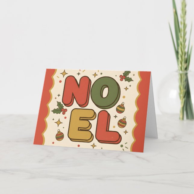 Retro Groovy Noel God Jul Helgkort (Framsida)