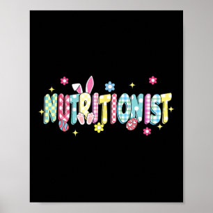 Retro Groovy Nutritionist Bunny Ear Funny Påsk G Poster