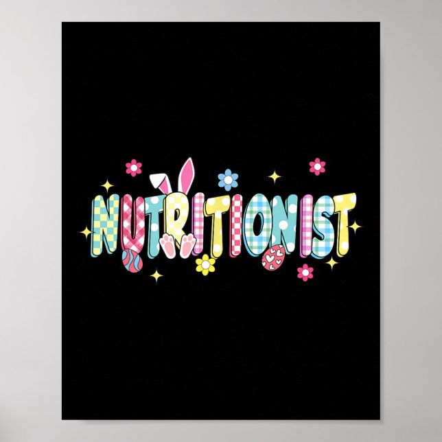 Retro Groovy Nutritionist Bunny Ear Funny Påsk G Poster (Framsidan)