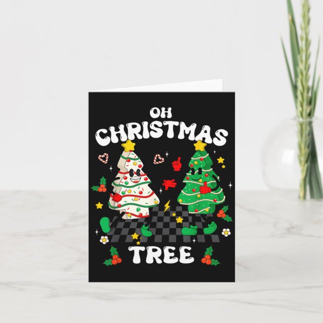 Retro Groovy Oh Christmas Tree Cake Pajamas Xmas K Kort (Framsida)