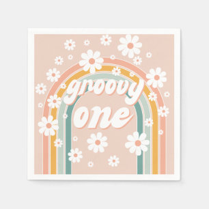 Retro Groovy One Boho Första födelsedagen Pappersservett