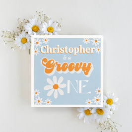 Retro Groovy One Boys 1:a födelsedagen Pappersservett