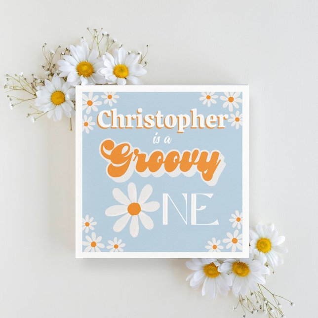 Retro Groovy One Boys 1:a födelsedagen Pappersservett (Skapare uppladdad)