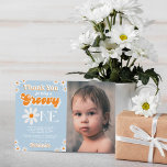 Retro Groovy One Boys 1:a födelsedagsfoto Tack Kort<br><div class="desc">Säg tack i stil med trendiget 1:a födelsedag,  tack kort. Mallformuleringen är enkel att anpassa och din familj och dina vänner kommer att bli glada när de får dessa fantastiska tack.</div>