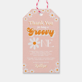 Retro Groovy One Girls första födelsedag Presentetikett