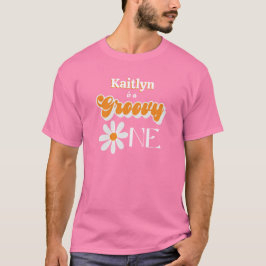 Retro Groovy One Girls första födelsedag T Shirt