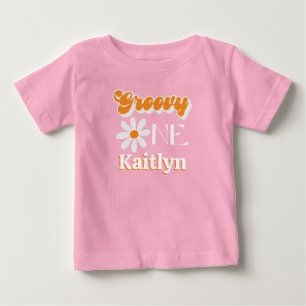 Retro Groovy One Girls första födelsedag T Shirt