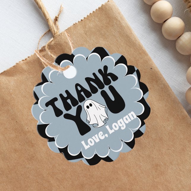 Retro Groovy One Lycklig Boo Boy Tack Gåvor Etiketter (Skapare uppladdad)