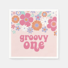 Retro Groovy One Rosa Blommigt