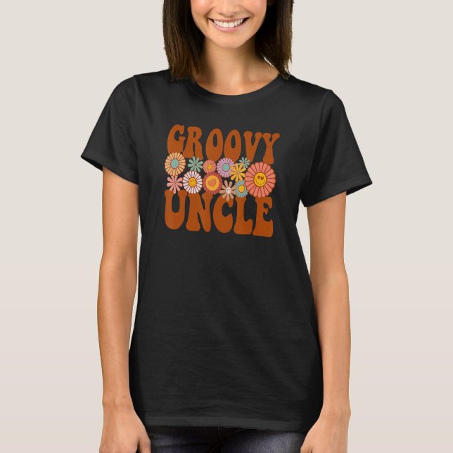 Retro Groovy Onkel Matching Family 1:a födelsedag  T Shirt (Framsida)