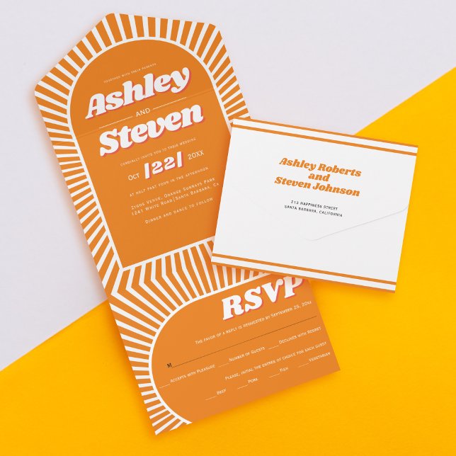 Retro Groovy orange sunray 70-talet inspirerade br (Skapare uppladdad)
