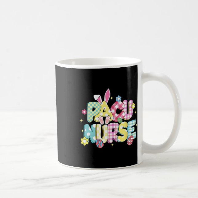 Retro Groovy Pacu Nurse Bunny Ear Funny Påsk Gif Kaffemugg (Höger)