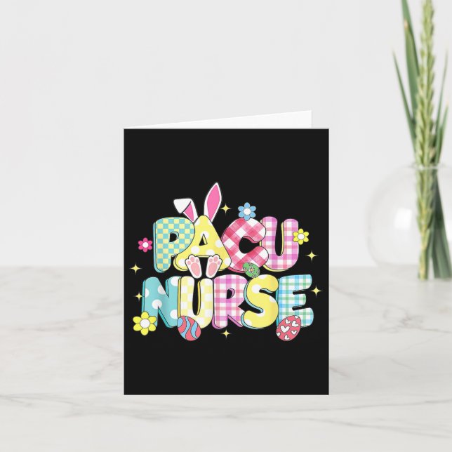 Retro Groovy Pacu Nurse Bunny Ear Funny Påsk Gif Kort (Framsida)