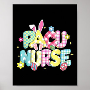 Retro Groovy Pacu Nurse Bunny Ear Funny Påsk Gif Poster