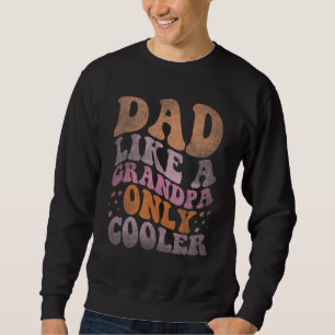 Retro Groovy Pappa som en farfar - endast kylare V Lång Ärmad Tröja