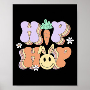 Retro Groovy Påsk Day Hip hop Cute Rabbit Bunny Poster