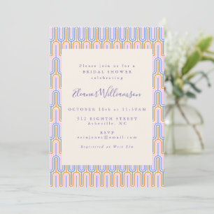 Retro Groovy Pastel Linjer Periwinkle Möhippa Inbjudningar
