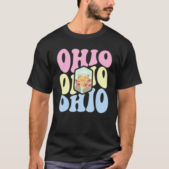 Retro Groovy Pastell Ohio State Hem Jag älskar Ohi T Shirt (Framsida)