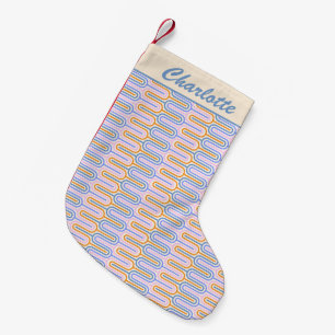 Retro Groovy Pastellinjer Mönster Personlig Liten Julstrumpa