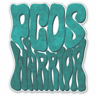 Retro Groovy PCOS WARRIOR Teal Ribbon Awareness Klistermärken