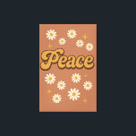Retro Groovy Peace & Daisies Wall Art Canvastryck<br><div class="desc">Add a touch of vintage charm to your space with this 70s-inspired "Peace" poster. Featuring groovy typography,  cream daisies,  and a warm terracotta background,  it’s the perfect aesthetic decor for a bedroom,  office,  or living room.</div>