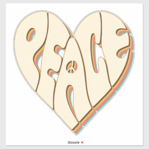 Retro Groovy Peace Heart - inspirationell nödvändi Klistermärken