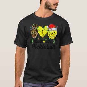Retro Groovy Peace Kärlek Pickleball Julljus T Shirt