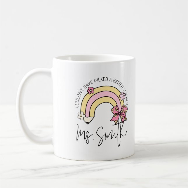 Retro Groovy Pencil Rainbow Teacher Appreciation Kaffemugg (Vänster)