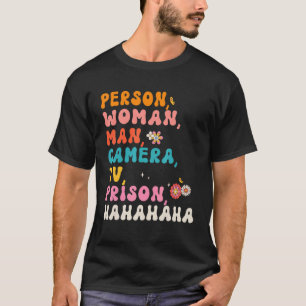 Retro Groovy Person Woman Man Camera TV-fängelset  T Shirt