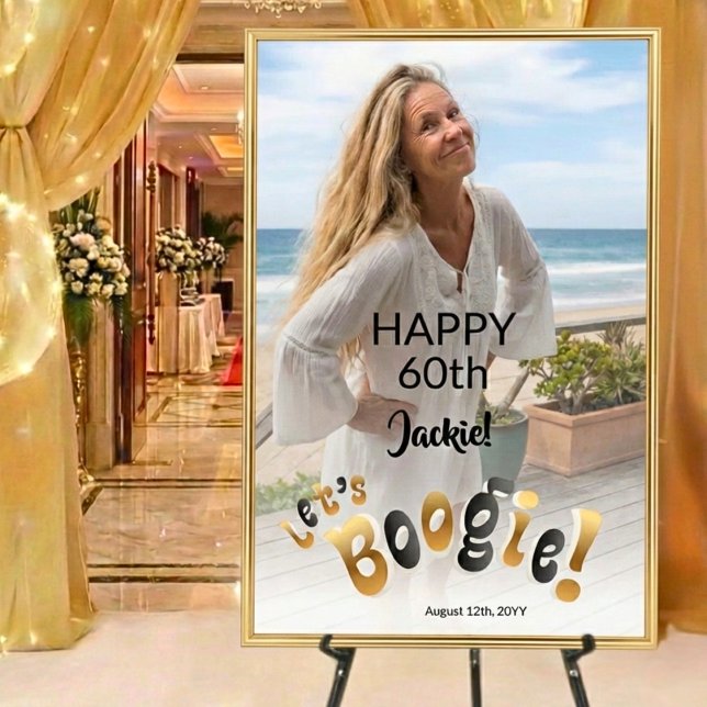 Retro Groovy Photo 60th Birthday Party Poster (Skapare uppladdad)