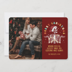 Retro Groovy Photo God jul Skeleton Kort