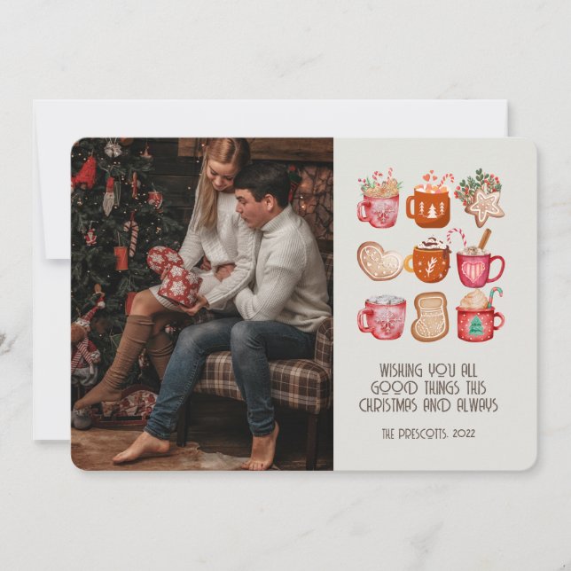 Retro Groovy Photo jul Cookies Coffee Kort (Framsida)