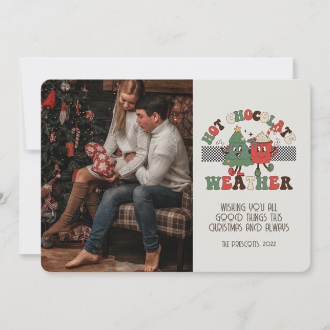 Retro Groovy Photo jul Hett Chocolate Weather Kort (Framsida)